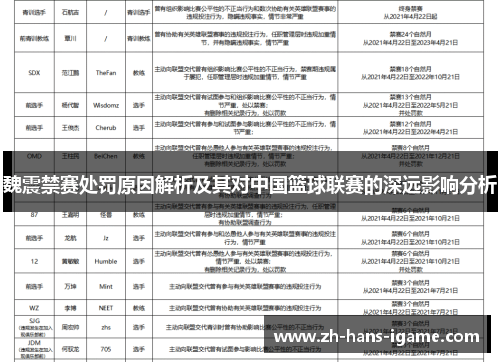 魏震禁赛处罚原因解析及其对中国篮球联赛的深远影响分析